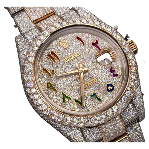 iced out rolex women|iced out rolex arabic dial.